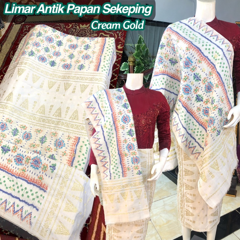 Songket Limar Antik Papan Sekeping Putih Cream /songket tenun asli palembang /ilham songket palemban