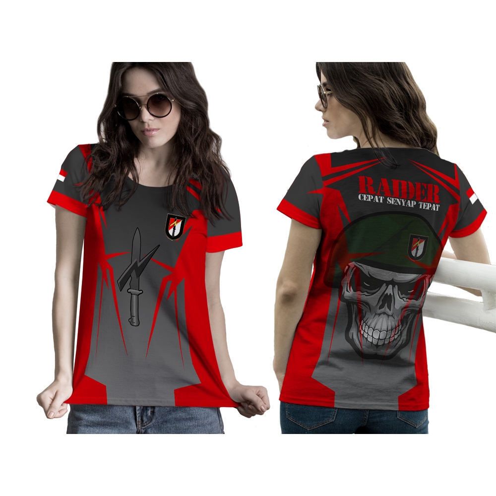 Baju Kaos Raider TNI AD | Jersey Raider Pendek | Batalyon Raider Jersey | Kaos Batalyon Rider Wanita
