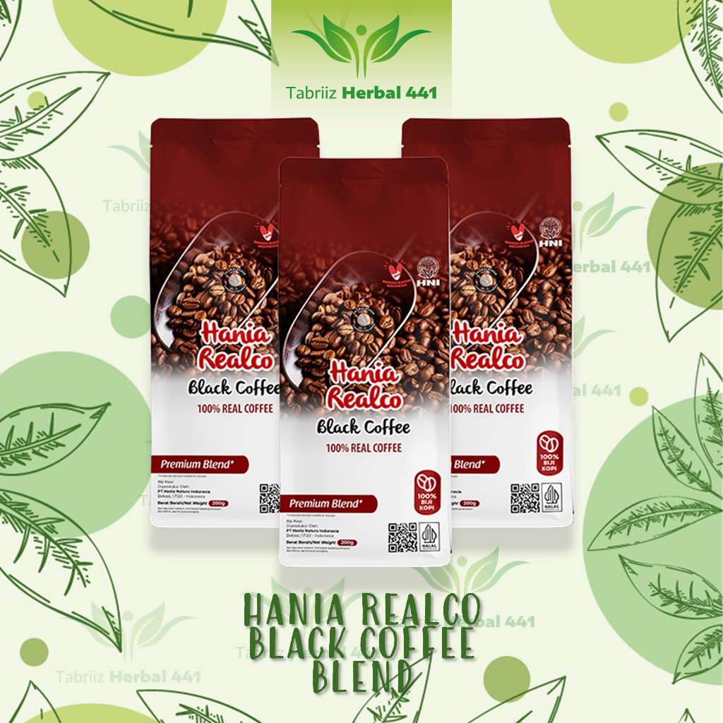 

Hania Realco Black Coffe Premium Blend HNI-HPAI || 100% Biji Kopi Arabica Dan Robusta