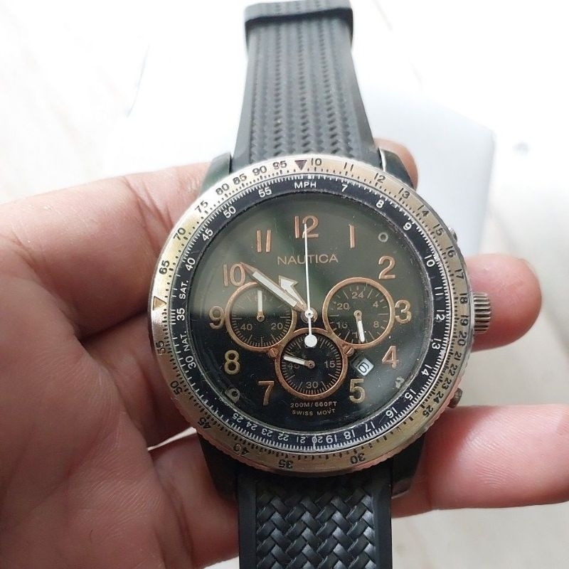 Jam tangan Original Chronograph Nautica G1353 preloved second bekas
