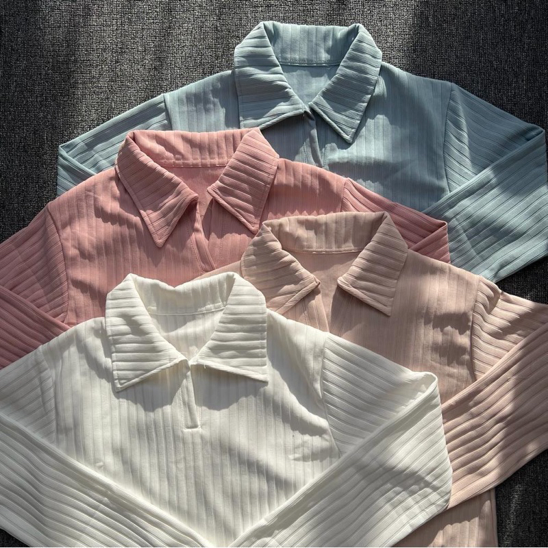 CROP TOP LONG SLEVEE/CROP TOP LENGAN PANJANG/KERAH POLO