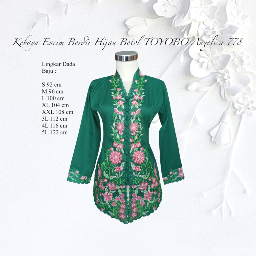 Kebaya Encim Bordir Hijau Botol TOYOBO 778