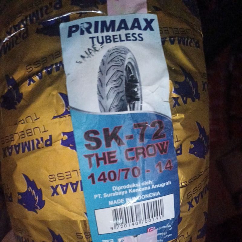 Ban Luar Tubeless Primaax Sk-72 140/70-14