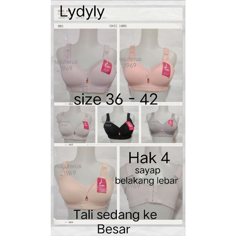 BH Lydyly 79218 / 478 Hak/ Kait 4 Cup B ( sedang) size 36 - 42 Tali sedang Besar pakai Spons tanpa k