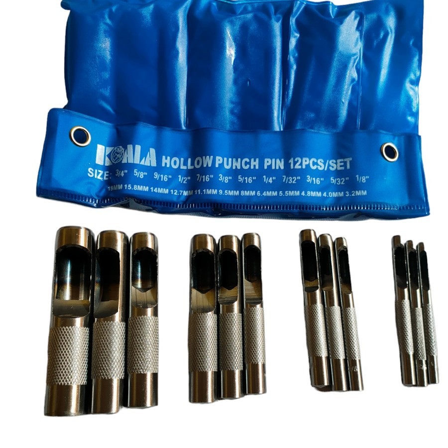 Pahat Plong Set 12 Pcs - Plong Pelubang Kulit Dan Karet Set 12 Pcs