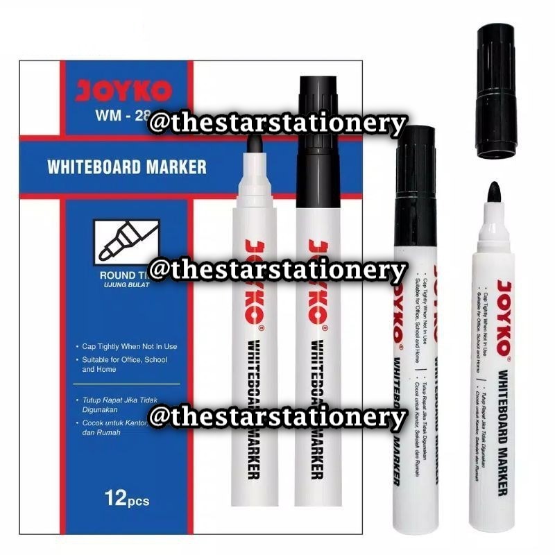 

(1 Biji) GROSIR White Board Marker Joyko WM-28 Hitam / Spidol Papan Tulis Dapat Dihapus Joyko WM28 / Joyko WM 28