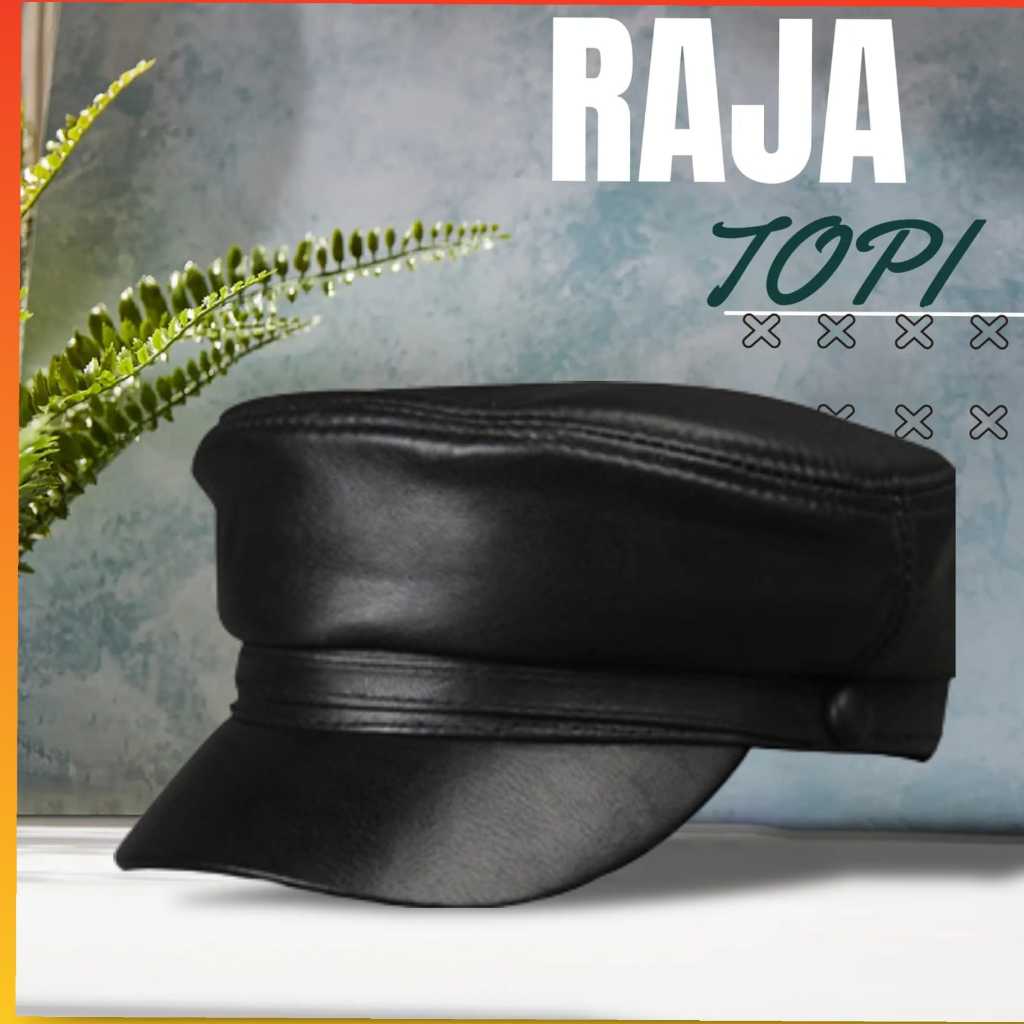 Topi Pria Kulit Asli Garut Model Komando Snapback Pet Oktagonal Nahkoda