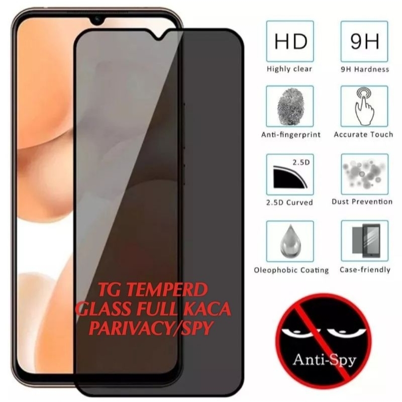 TG TEMPERD GLASS OPPO A57 A77S 4G ANTI SPY CRAMIC FRIVACY FULL KACA WARNA HITAM