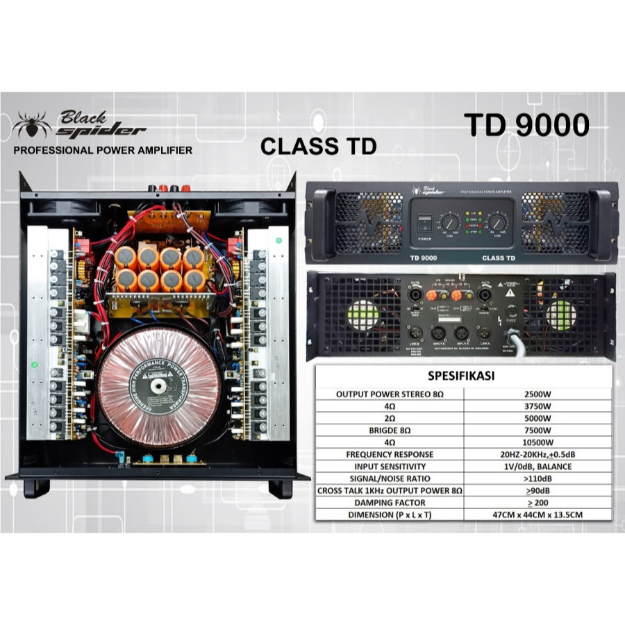 POWER AMPLIFIER BLACKSPIDER TD 9000 / TD9000 CLASS TD ORIGINAL BLACK SPIDER