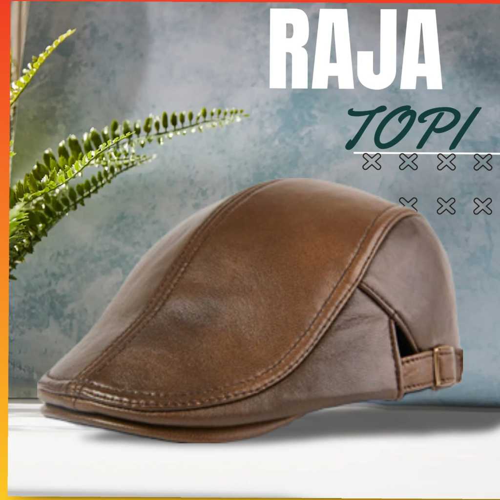 Topi terbaru model pet kulit asli garut -topi pria kulit asli