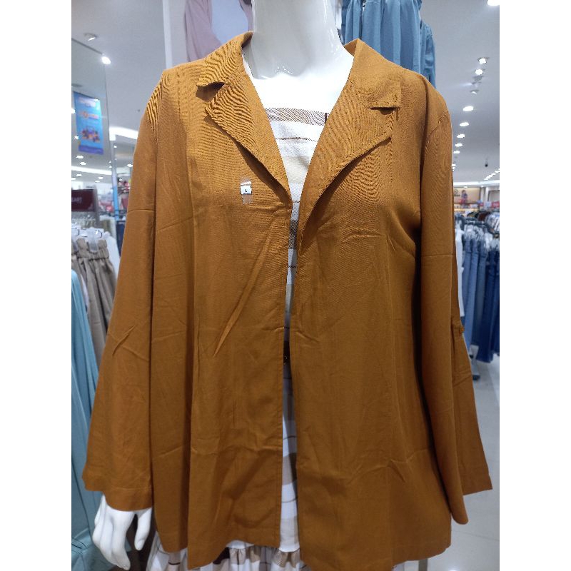 Dust outer wanita polos lengan panjang mustard