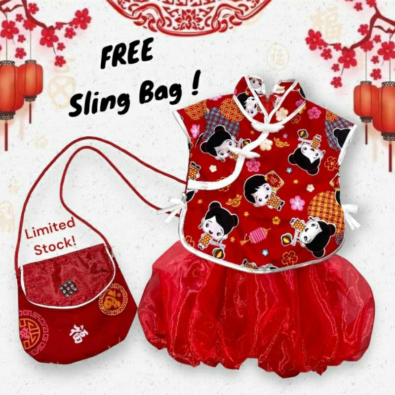 Set Cheongsam Imlek Rok Perempuan Bayi 0 Bulan Sampai Anak 10 tahun
