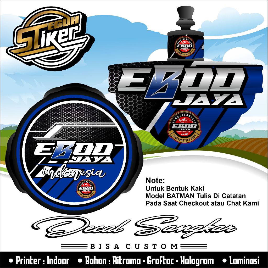 Stiker Decal T3 Motif Ebod jaya Carbon Racing Biru