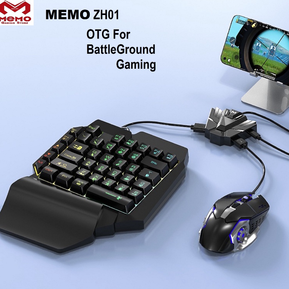 MEMO ZH1 OTG Converter Keyboard And Mouse Gaming RGB For Android Tablet