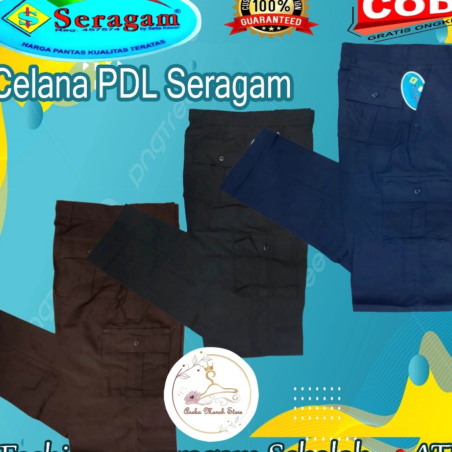 TERLARIS Celana PDL Panjang Pramuka PMR PDL Hitam Merk Seragam