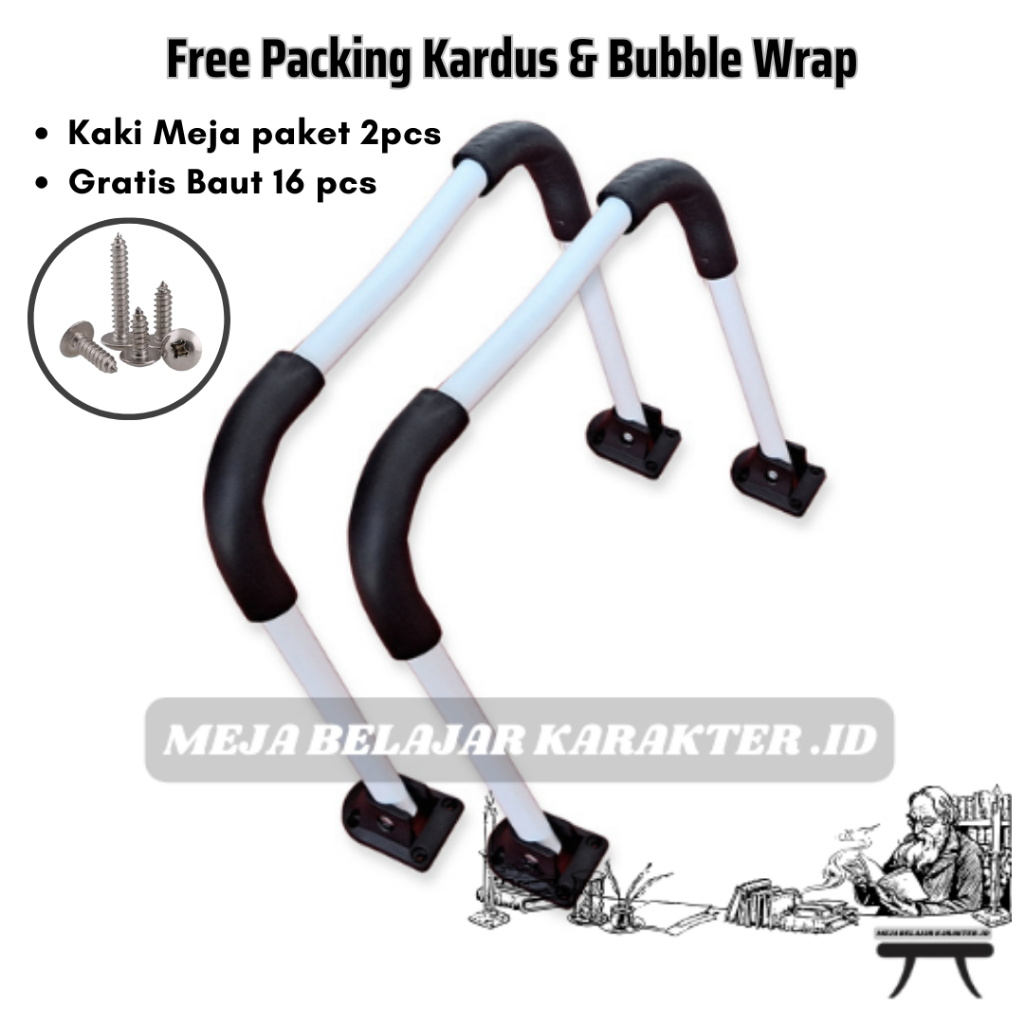 kaki meja lipat sepasang (2 pcs) kaki meja lipat kaki sparepart meja belajar import bonus baut 1 set