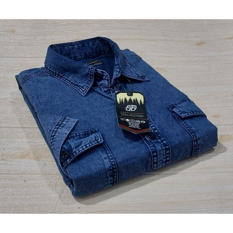 kemeja jeans lengan pendek jumbo ukuran XXL XXXL XXXXL Pria Denim Distro Baju