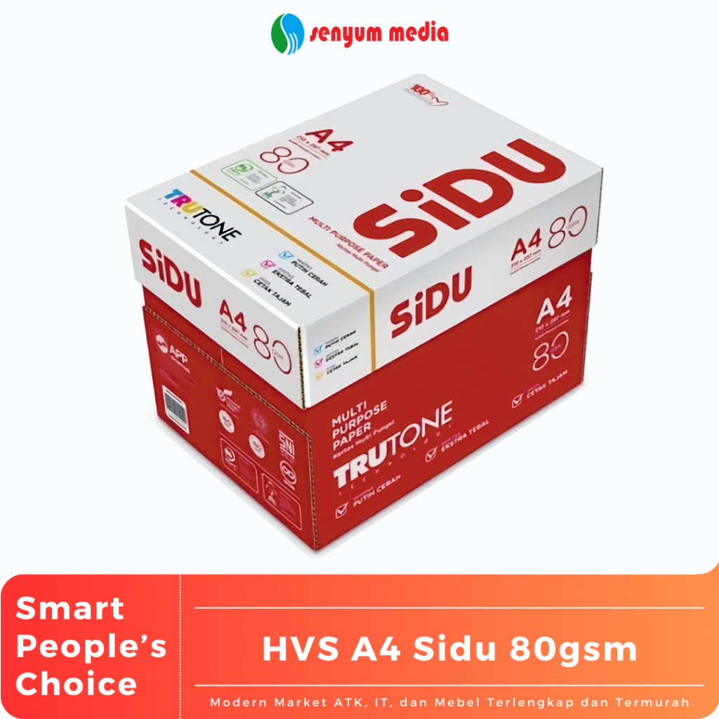 

HVS A4 Sidu 80gsm (1 Box Isi 5 Rim) (S:BOX)