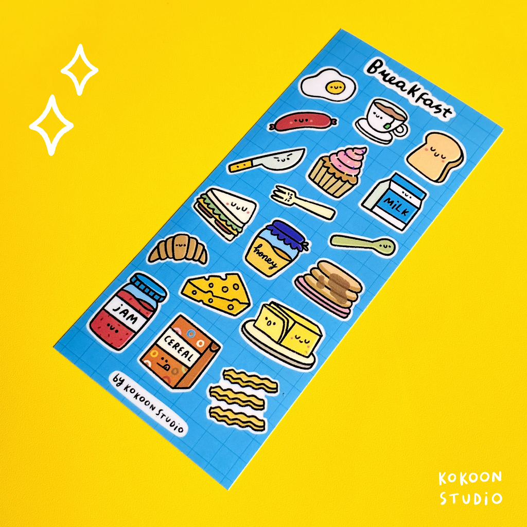 

Breakfast Vinyl Glossy with Matte Laminated Finish Sticker Sheet