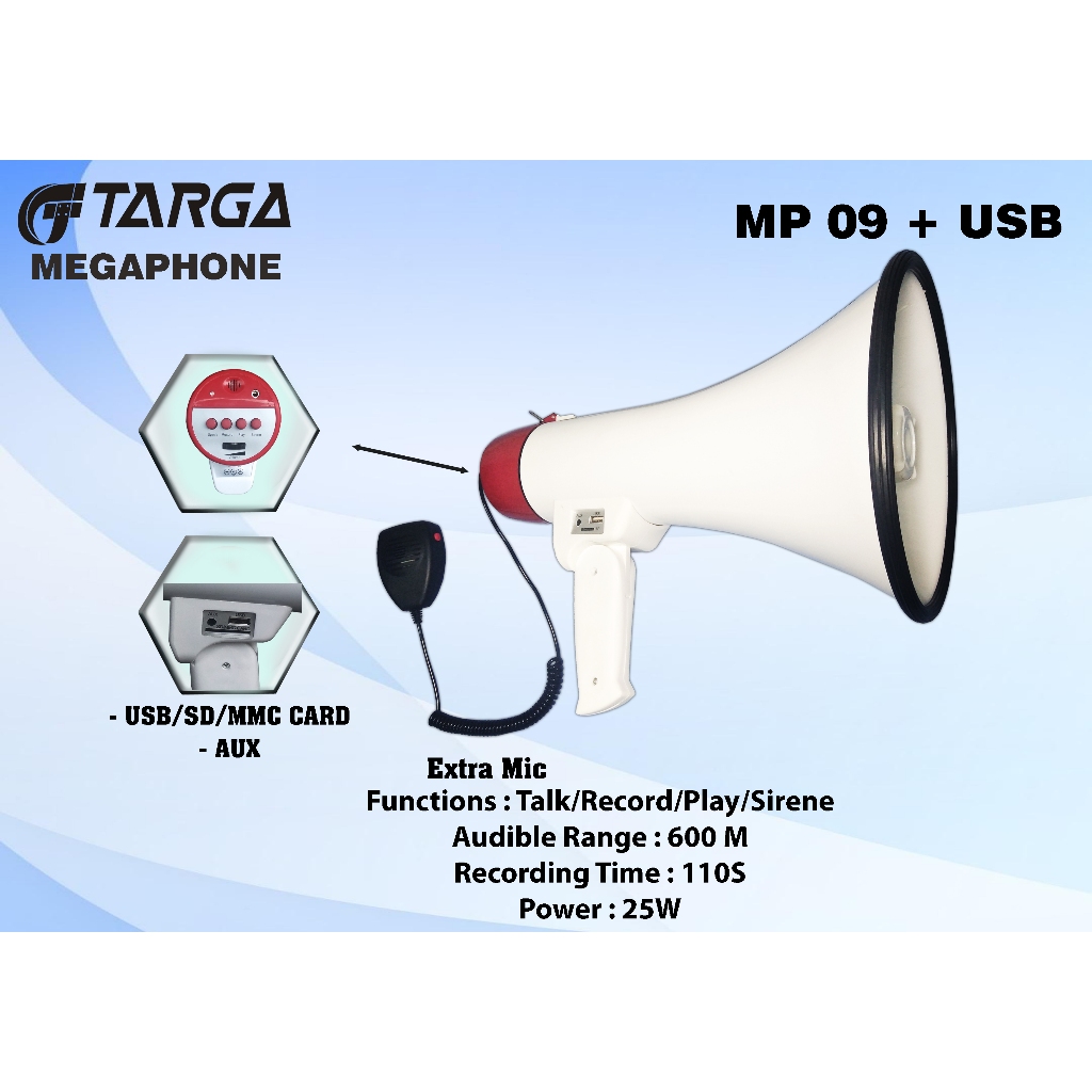 Toa MEGAPHONE TARGA TR MP 09 USB MEGAPHONE TARGA MP09 SIRINE USB