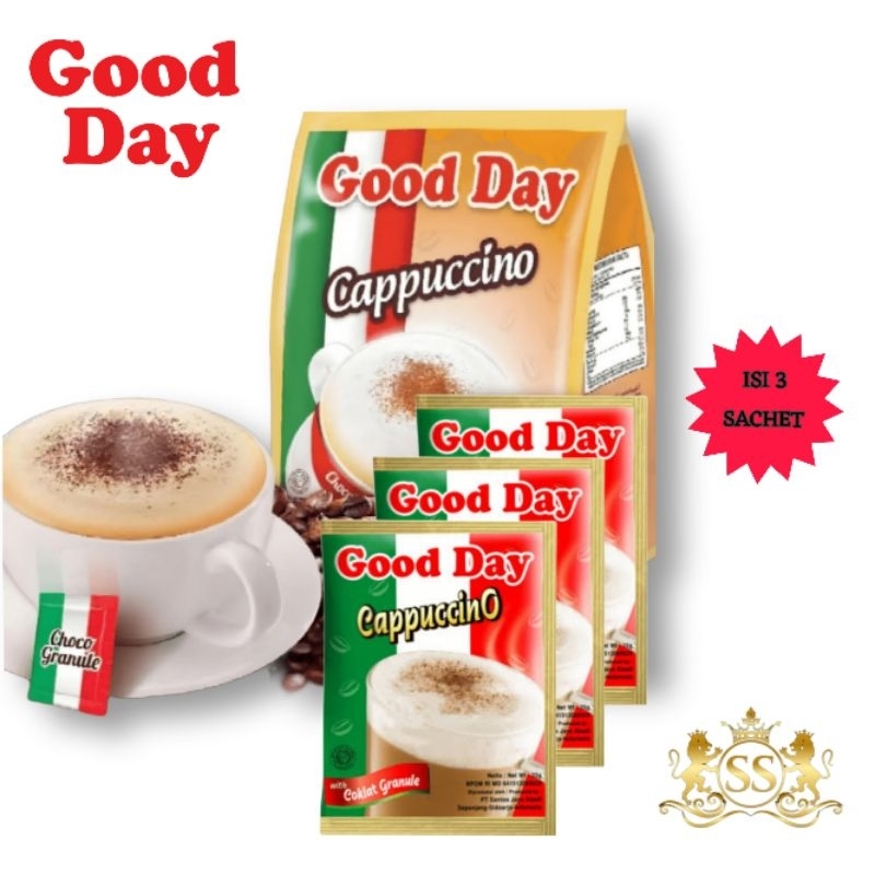 

kopi good day cappuccino isi 3 sachet 25g