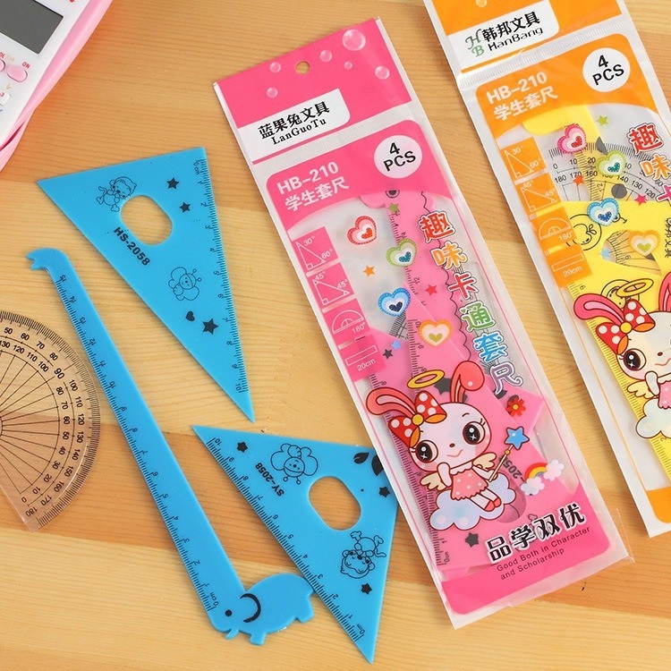 

DEANSHOOP Set penggaris plastik 4in1 karakter kartun hewan jerapah lucu