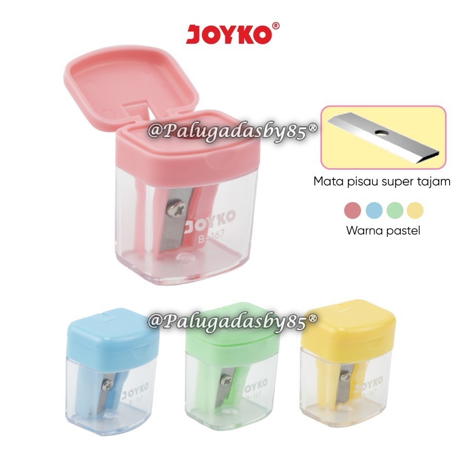 

(1 Biji) GROSIR Rautan JOYKO B-167 1 Lubang Pastel 3 x 2.5 x 1.9 cm / Rautan Serutan Sharpener Joyko B-167 Pastel Color / Ongotan Joyko B-167 / Joyko B167 / Joyko B 167