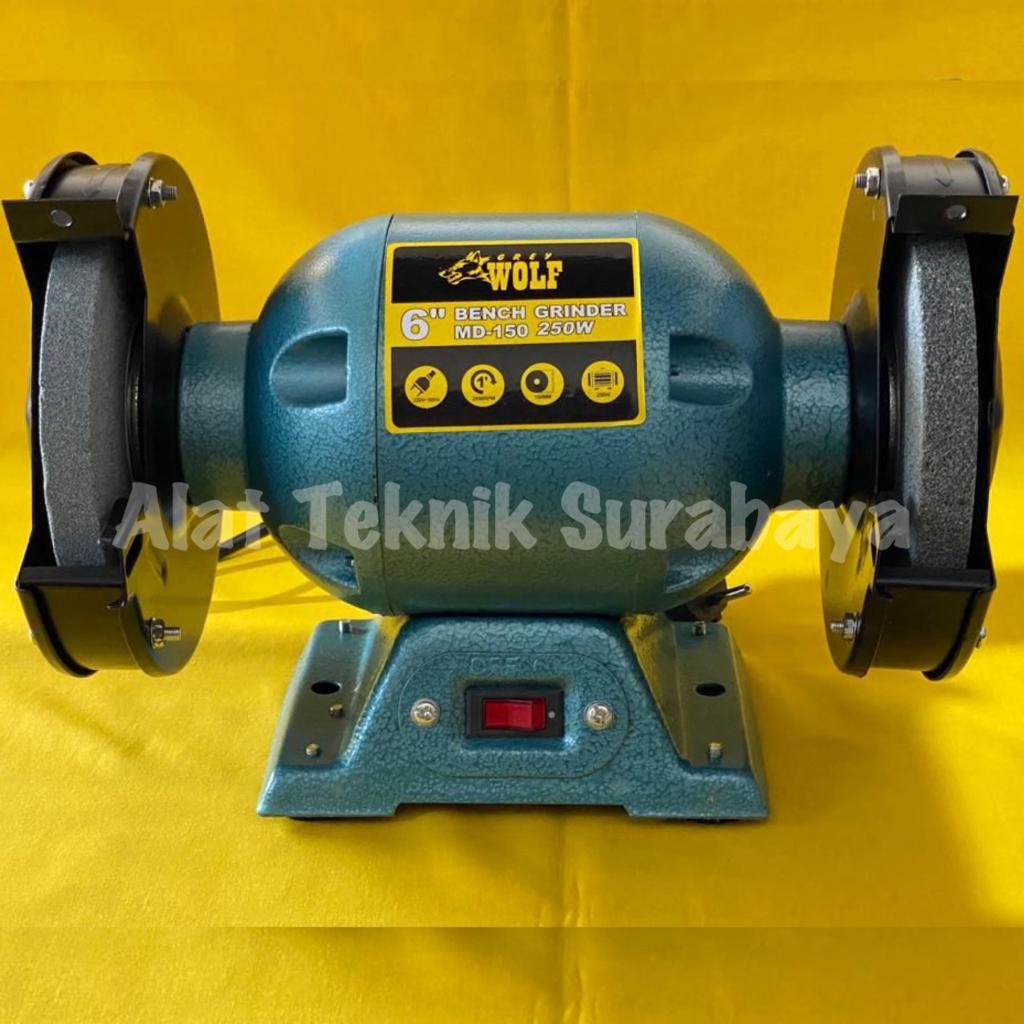 BENCH GRINDER 6" INCH GREY WOLF MD-150 250W MESIN GERINDA GRINDA GURINDA DUDUK GRINDING POLES 250 W 