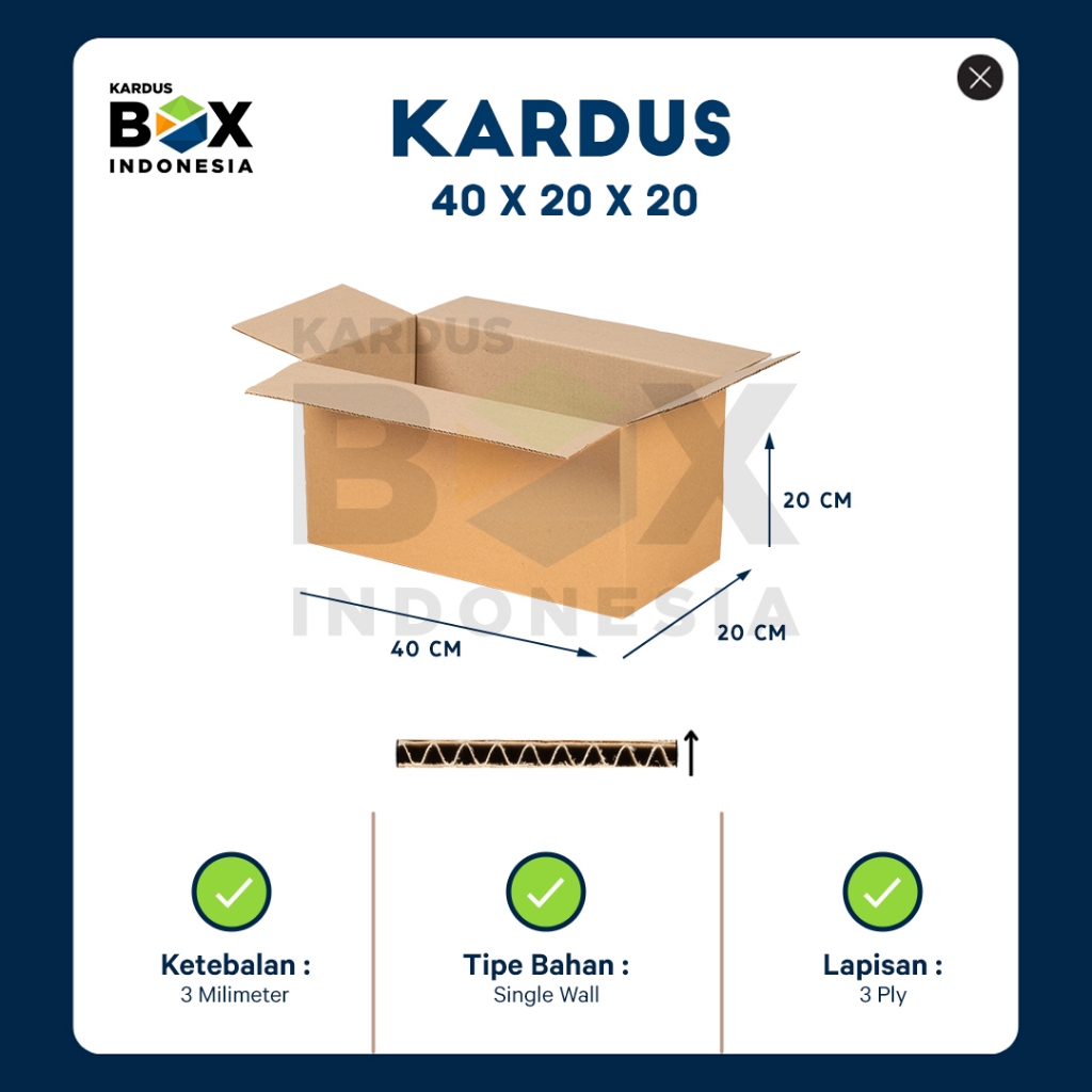 

Kardus Box Pindahan Karton Box 40cm x 20cm x 20cm Box Polos