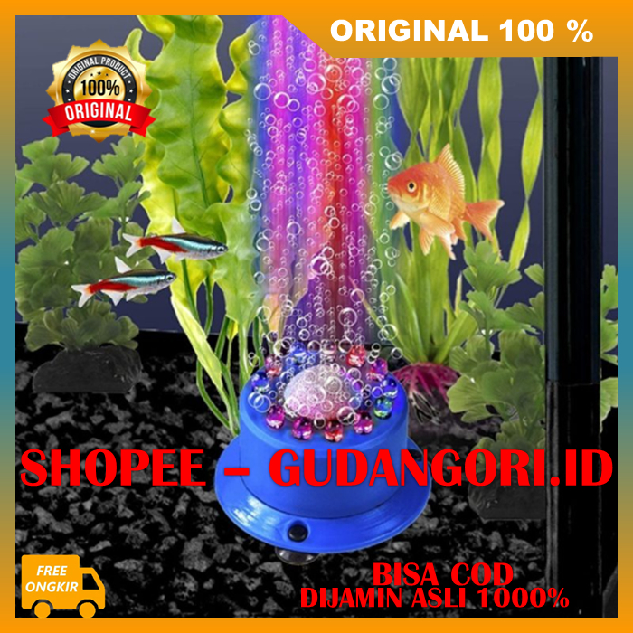 Lampu LED RGB Aerator Aquarium Lampu Led Aquarium Alat Gelembung Udara Aquarium RGB ORIGINAL