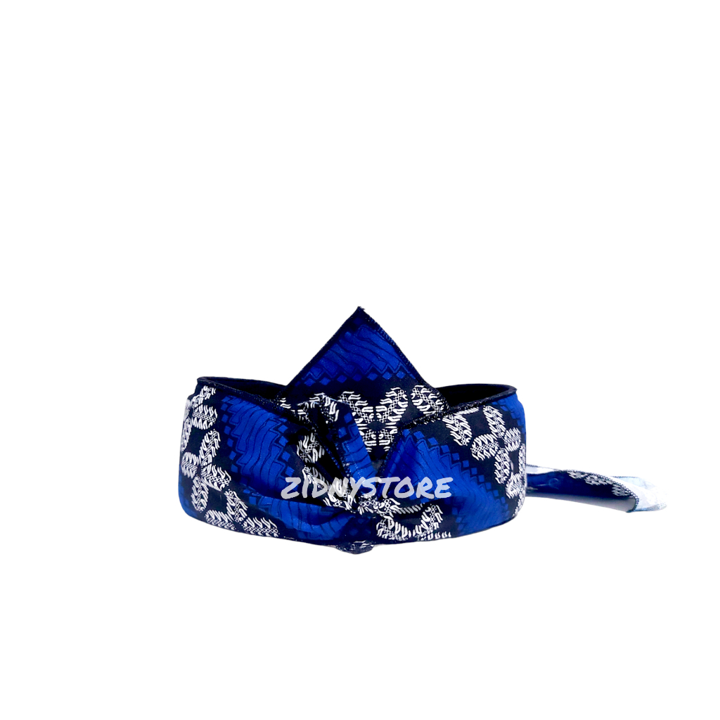 Iket Sunda- Iket Sunda Iket Batik Iket Totopong Terbuka Tradisional BIRU HITAM KECIL