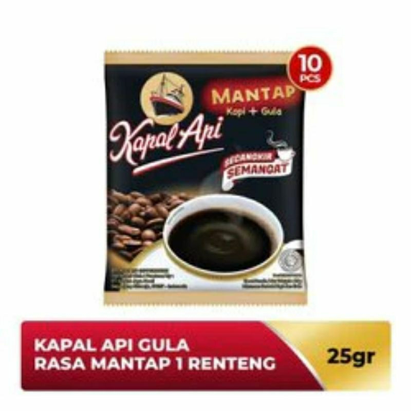 

Kopi Kapal Api MANTAP Kopi + Gula Renceng 10 Sachet