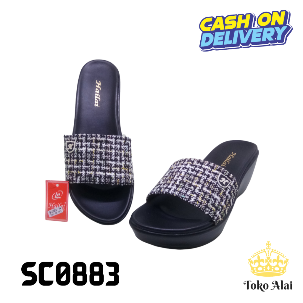 Sendal Sepatu Cewek Wanita Unik dan Lucu Kokop Kain Modis Casual Formal Tumit HAILAI ADA 7 SC0883