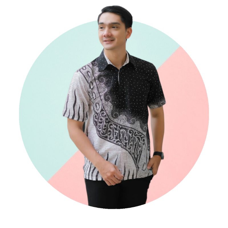 Hem Batik Pria Lengan Pendek Hem Batik Pria Modern Motif Hem Batik Selendang - iToku Batik Pekalonga