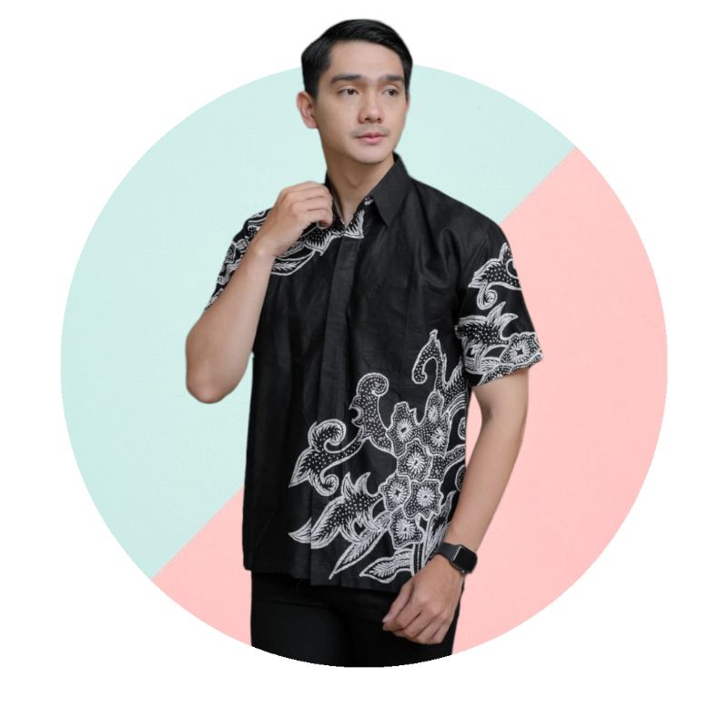 Hem Batik Pria Lengan Pendek Hem Batik Pria Modern Motif Hem Batik Akar Kembang - iToku Batik Pekalo