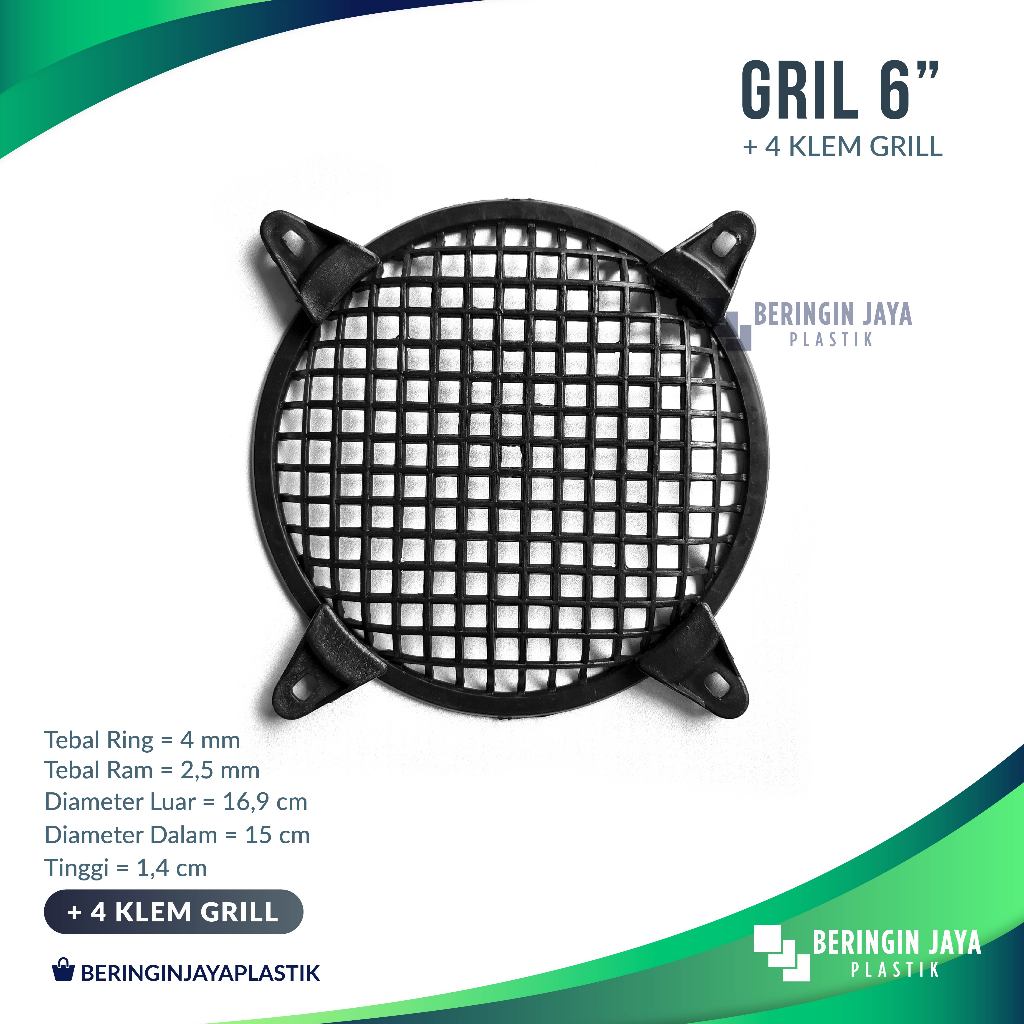 Ram Grill Speaker 6" Plastik + 4 Klem Grill / Tutup Pelindung Box Salon Speaker 6 Inch Motif Bulat P