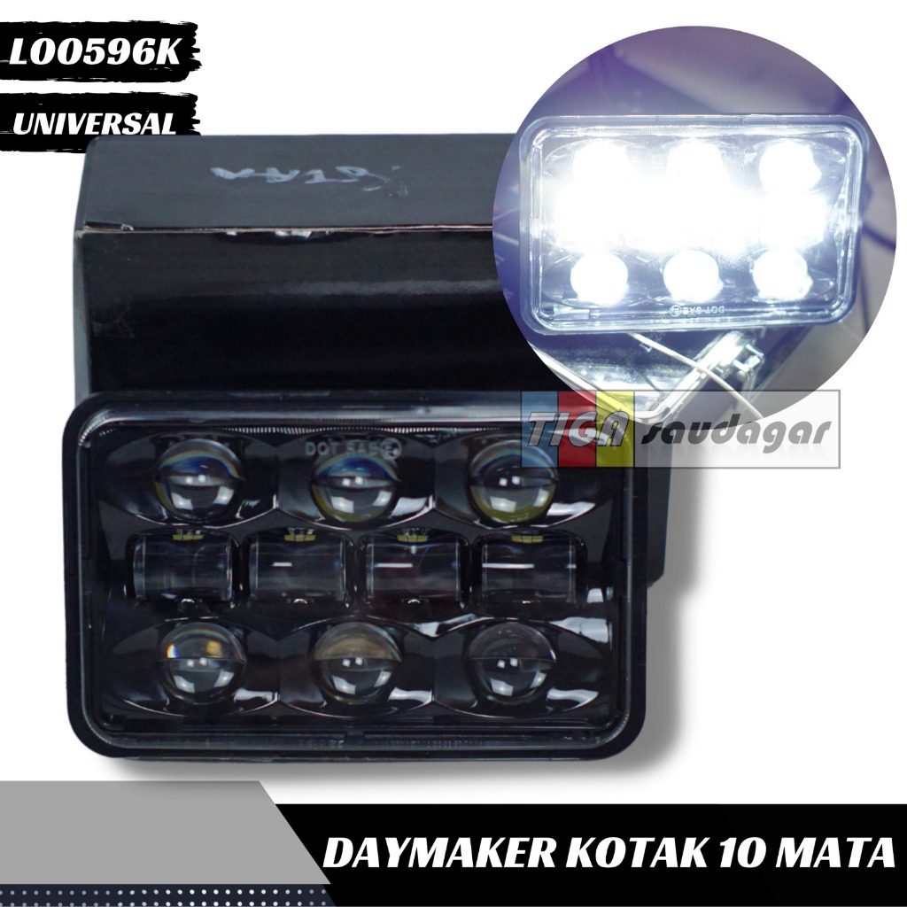 LAMPU DEPAN MOTOR DAYMAKER KOTAK 10 MATA LED MOTORCYCLE HEADLIGHT