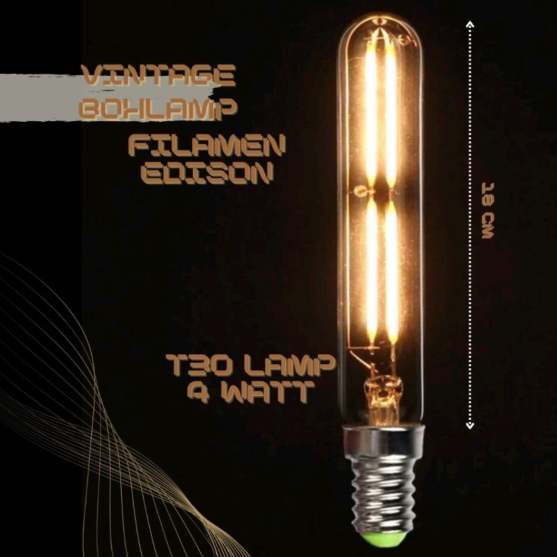 Lampu Bohlam Filamen Edison T30 4 Watt / Lampu Vintage