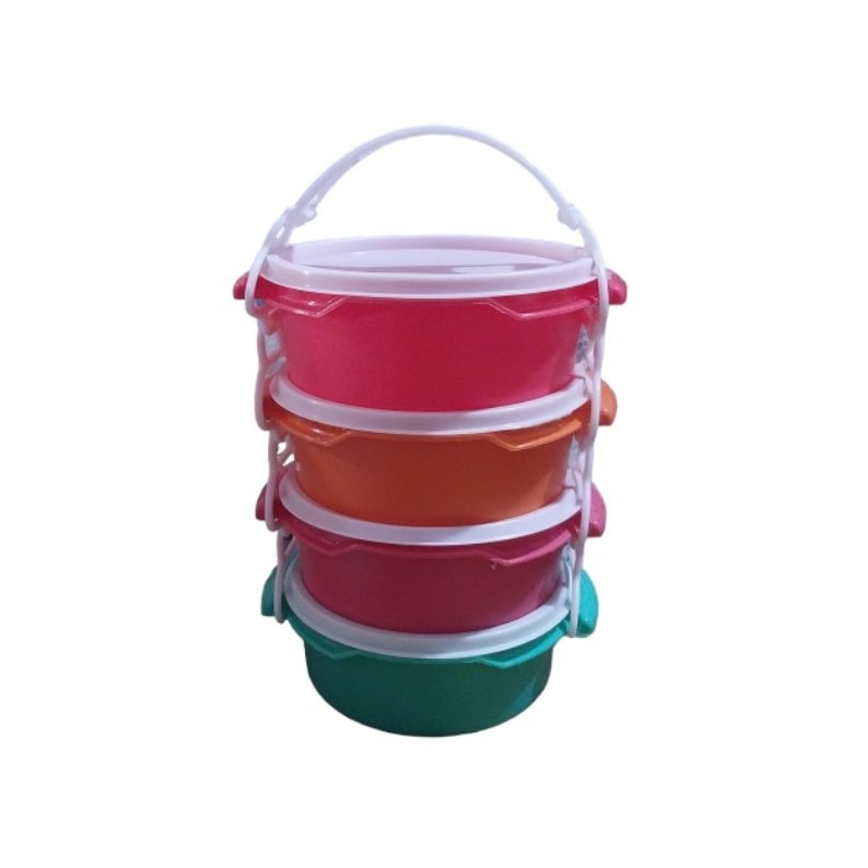 [READY STOCK] RANTANG PLASTIK BULAT 4 SUSUN | RANTANG PLASTIK BULAT 4 TINGKAT