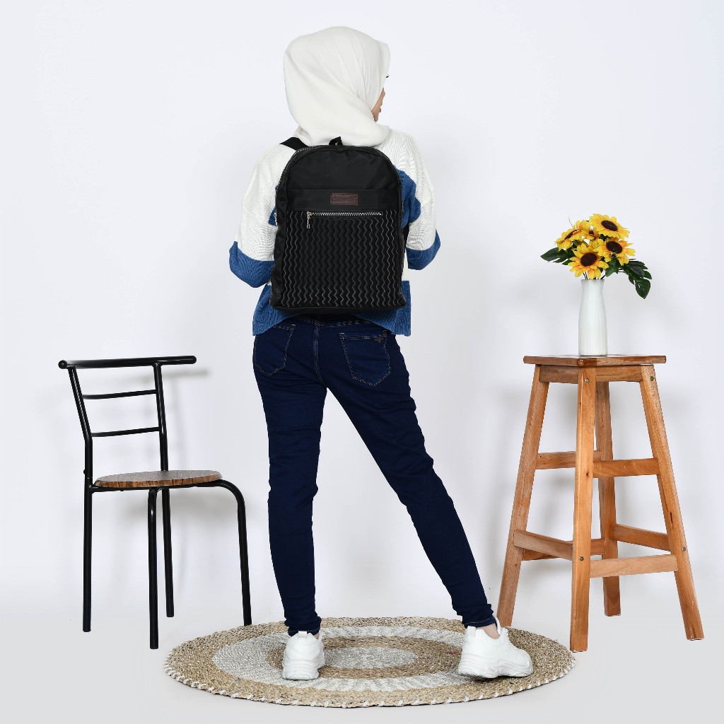 TAS RANSEL WANITA KOREA ANTI AIR BACKPACK HITAM GENDONG Tas Ransel Wanita Punggung Backpack Korea