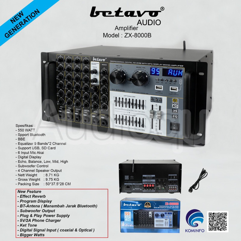 AMPLIFIER BETAVO ZX 8000 B / ZX 8000B / ZX8000B PROFESIONAL BLUETOOTH