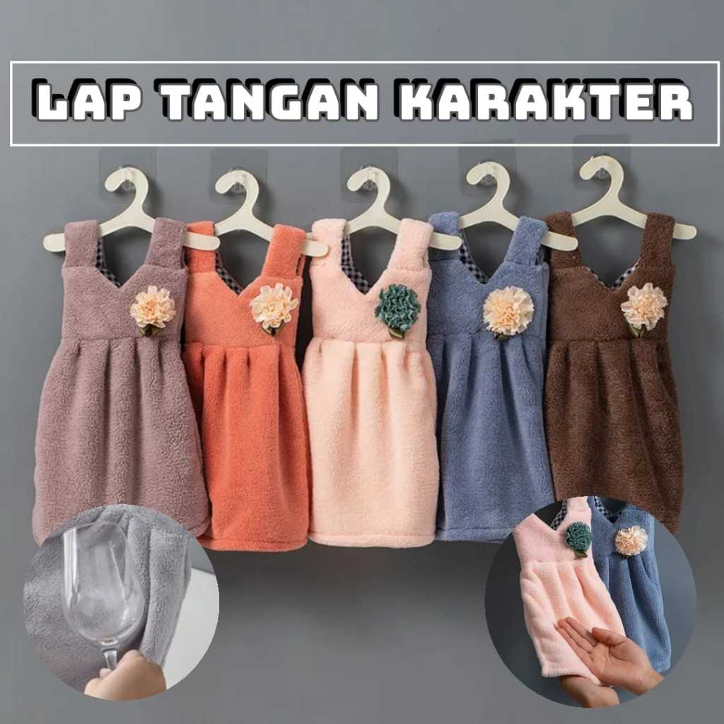 AZ LAP TANGAN BELUDRU LUCU MODEL BAJU DRESS / HANDUK GANTUNG DAPUR LEMBUT / HAND TOWEL