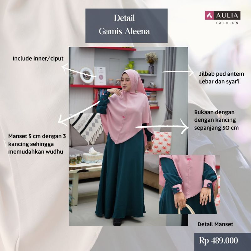 set gamis Aleena emerald pink Aulia fashion