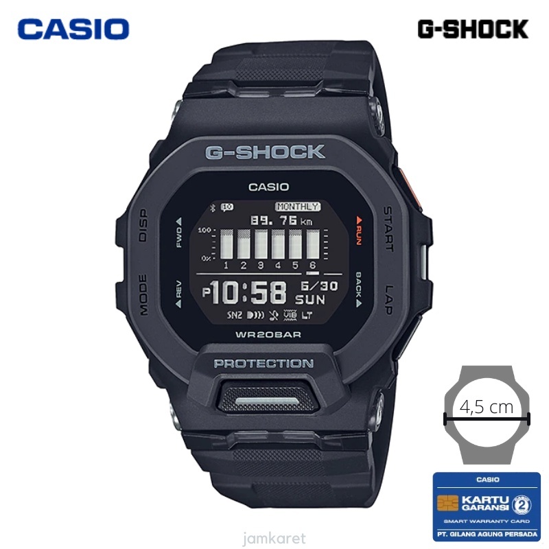 JAM TANGAN PRIA CASIO G-SHOCK GBD-200-1 ORIGINAL - GSHOCK GBD200 HITAM BLUETOOTH G-SHOCK ORIGINAL