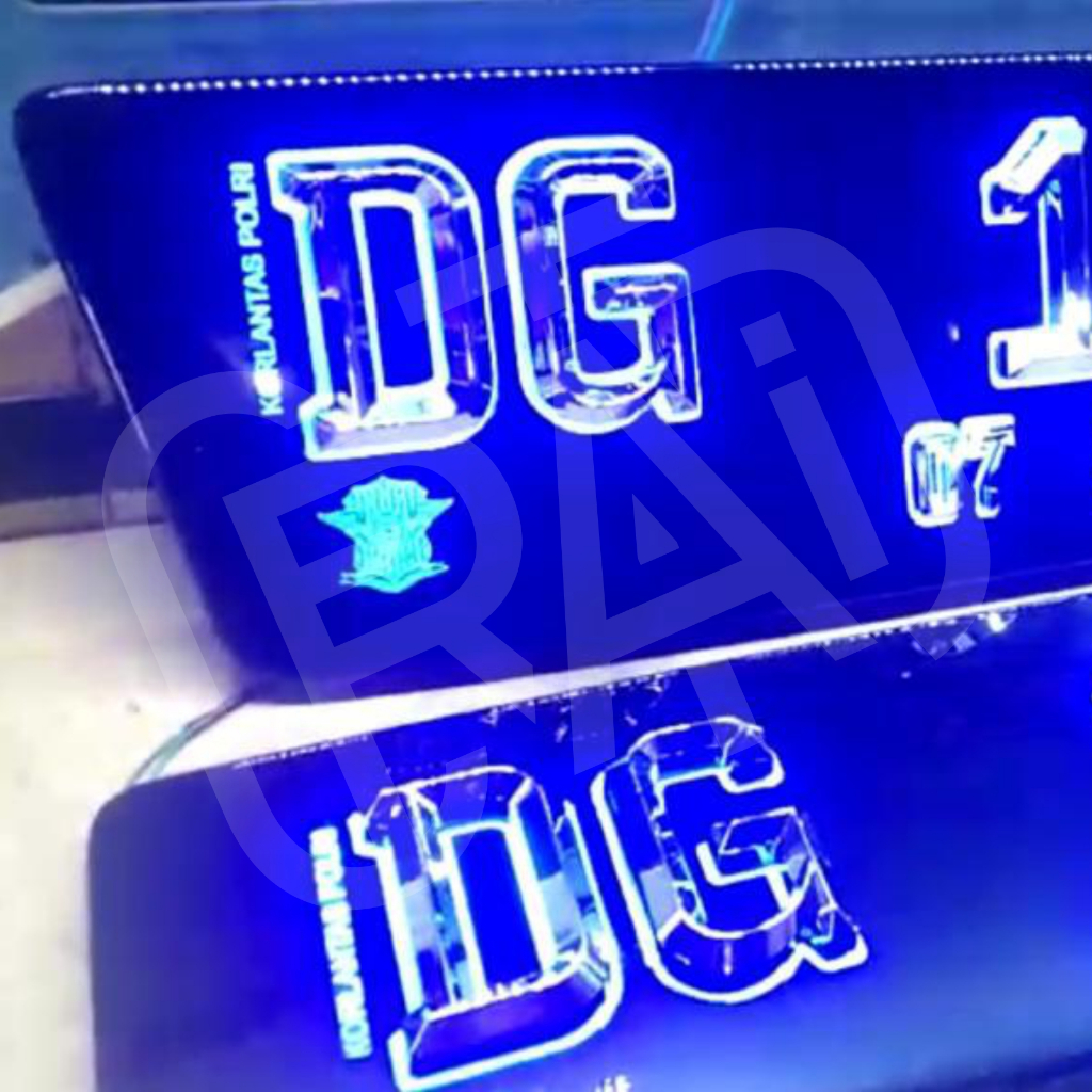 Plat Mobil Akrilik Led Grafir - Font Baru 5D