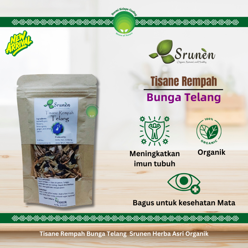 

Tisane Rempah Teh Bunga Telang Minuman Kesehatan Organik Srunen Asri Organik
