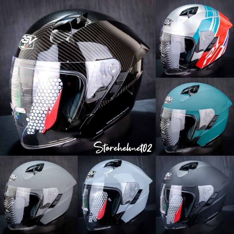 Helm Half Face RSV SV300 Carbon Black Double Visor