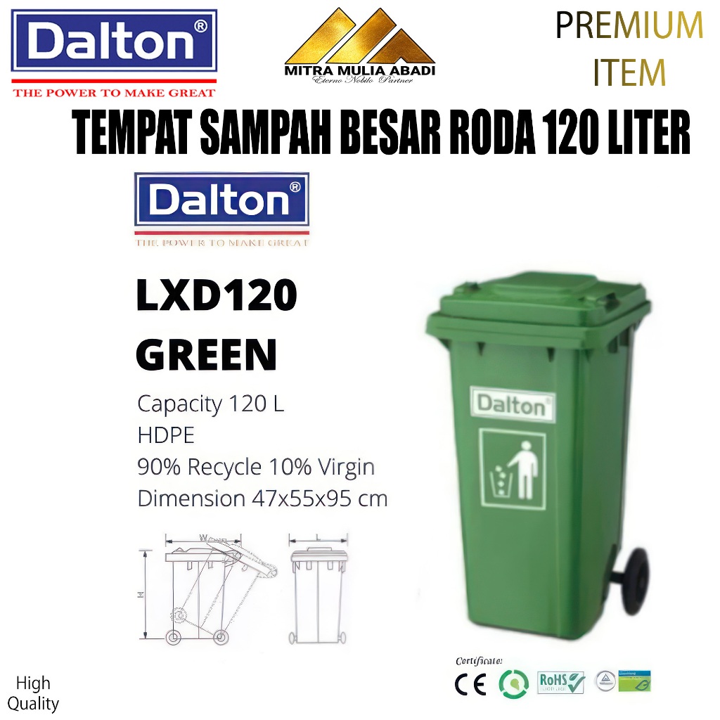 ID TEMPAT SAMPAH RODA BESAR 120 LITER DALTON HPDE / DUSTBIN / BAK SAMPAH DALTON
