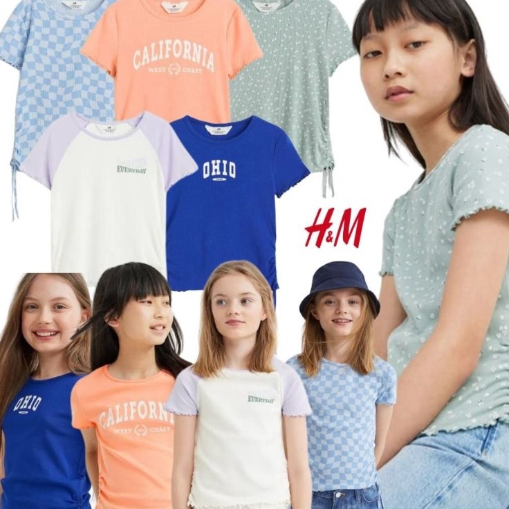 kaos HM HNM Crop Tee Anak Perempuan