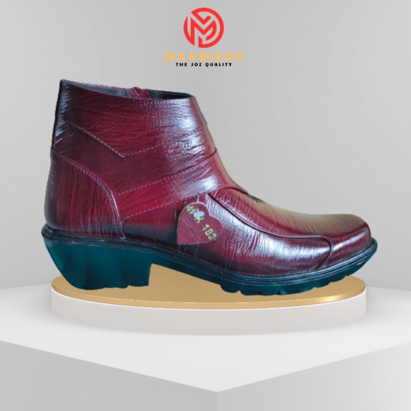 MANDIENS K183KY - Sepatu Boots Kulit Sapi Asli Medali  Sepatu Kulit Pdh Tni Polri Jenggel Gaya Koboi